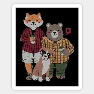 Fox Bear Boxer Coffee Valentines by Tobe Fonseca Magnet